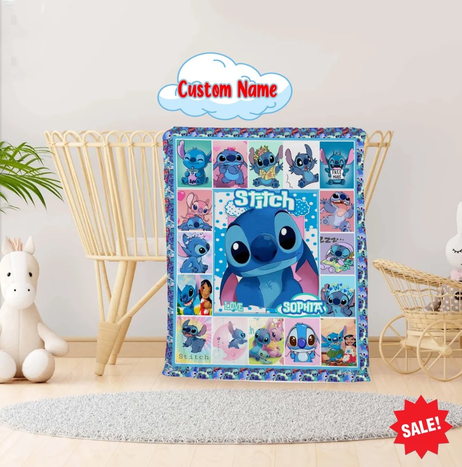 Personalized Stitch Fleece Blanket Personalized Stitch Ohana Means Family Lilo And Stitch Blanket Stitch Lover Funny Stitch Quilt